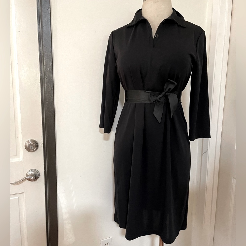 Believe Black Pique 3 buttons Bodice Midi Dress plus size 16W